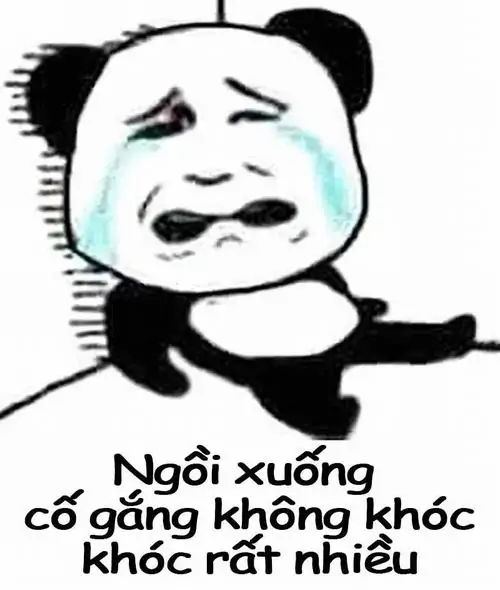 6 Gấu trúc vẽ mặt khóc ngồi chỉ tay, dòng ngồi xuống cố gắng không khóc phóng đại cảm giác tủi thân quá mức