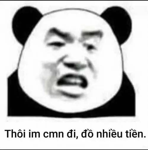 35 Mắt gấu trúc cau lại dưới hàng chữ thôi im đi đồ nhiều tiền, vẻ bực bội làm lời cà khịa thêm chua chát