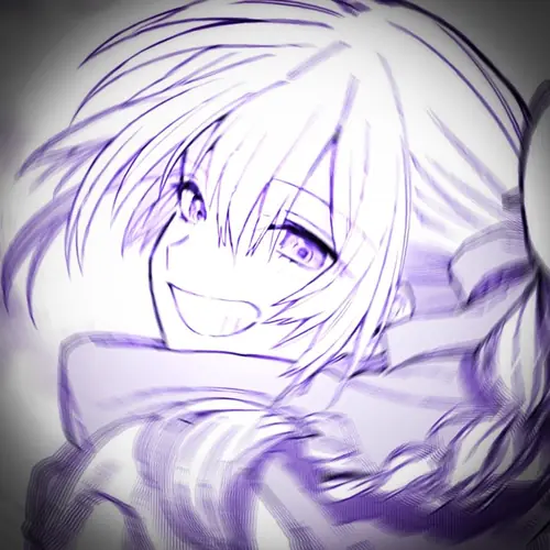 16 Nhân vật anime tóc trắng cười lớn, đầu nghiêng sang bên và quấn khăn dày quanh cổ.